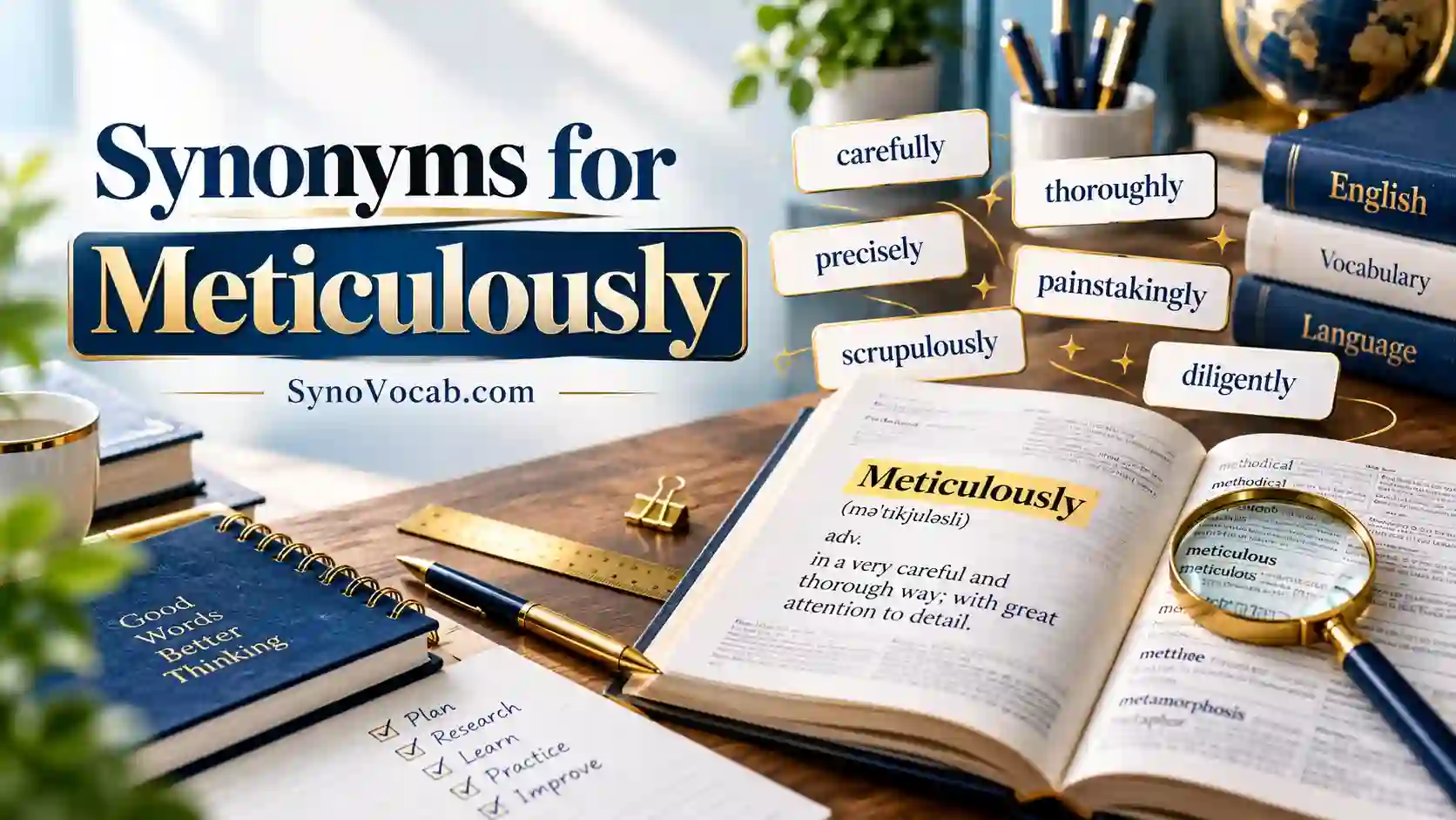 Synonyms of Meticulously
